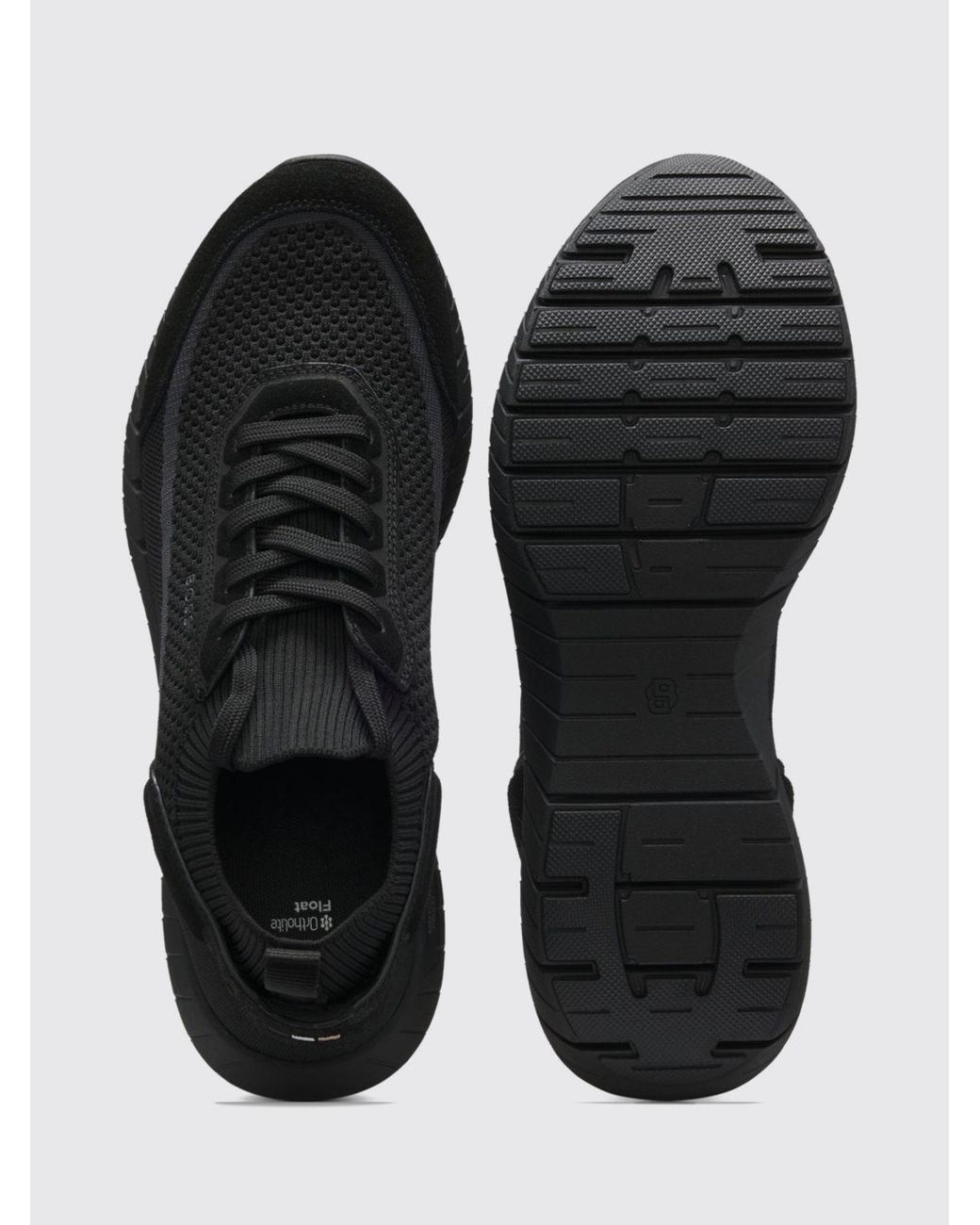 Boss Black Motion Knit And Suede Sneakers With Rubber Sole for men