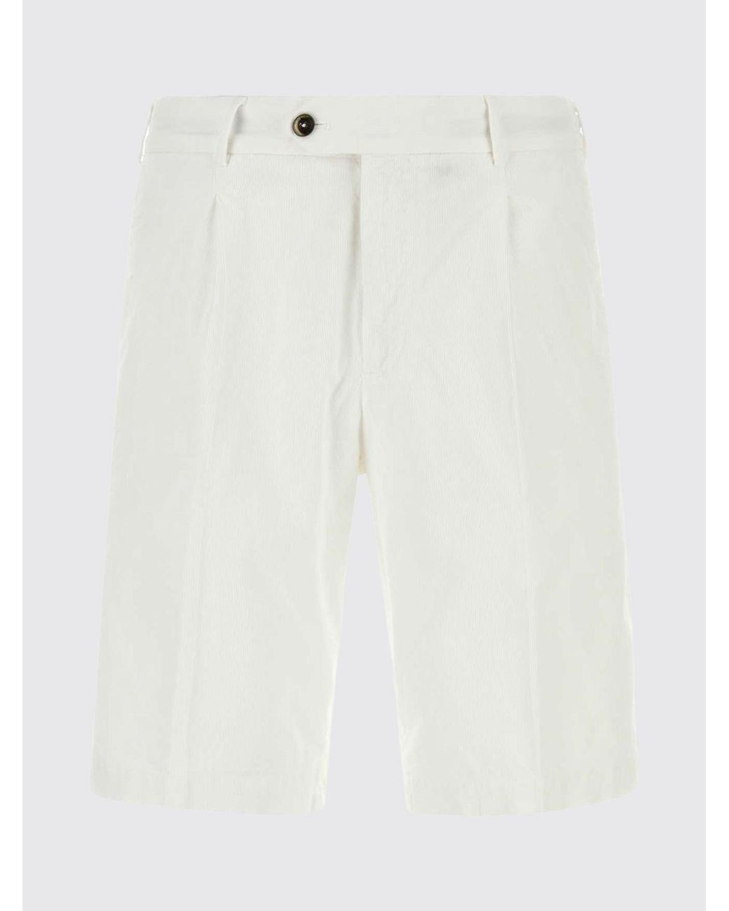 PT Torino White Velvet Tailored Shorts for men