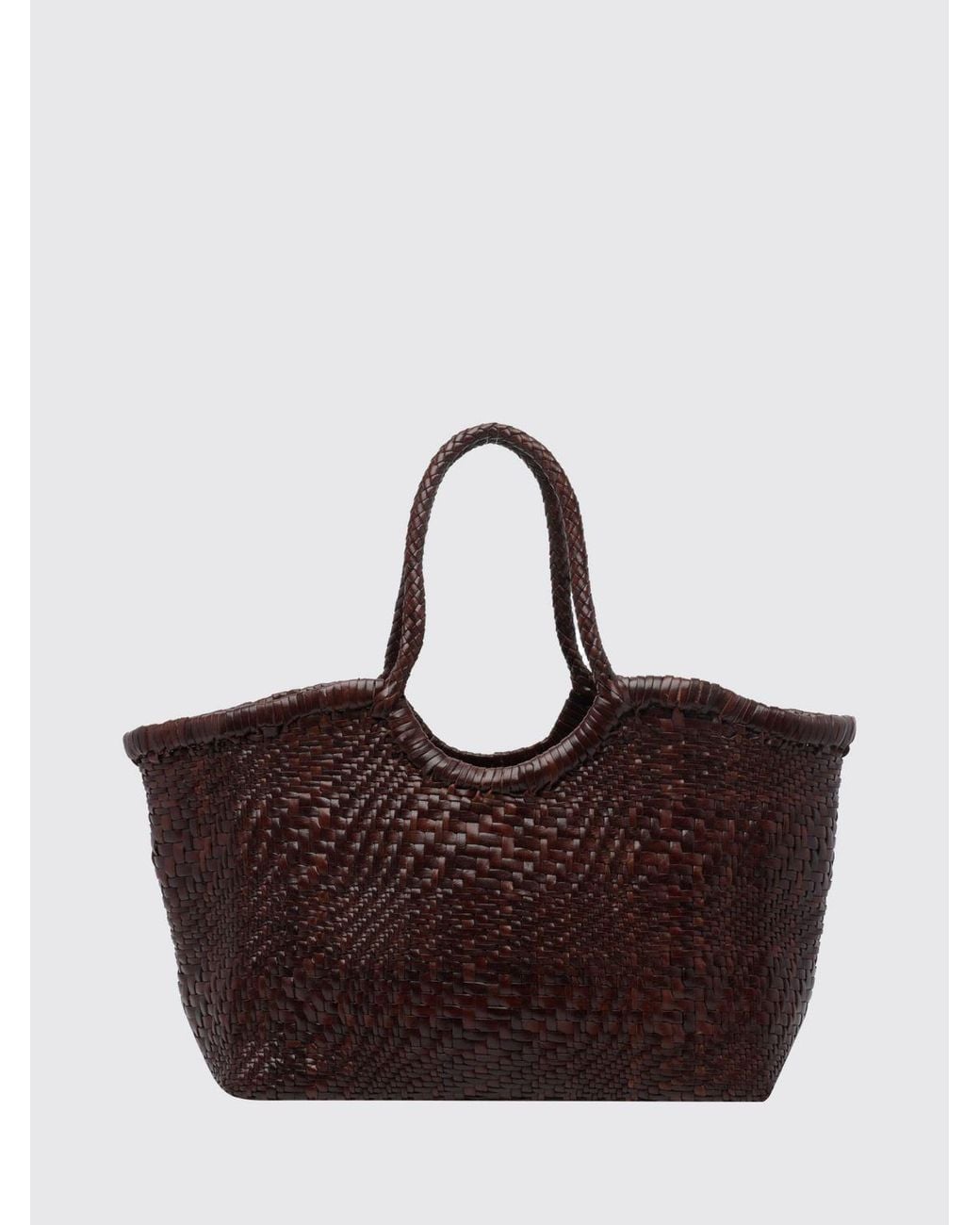 Dragon Diffusion Brown Nantucket Woven Leather Tote Bag With Double Handle