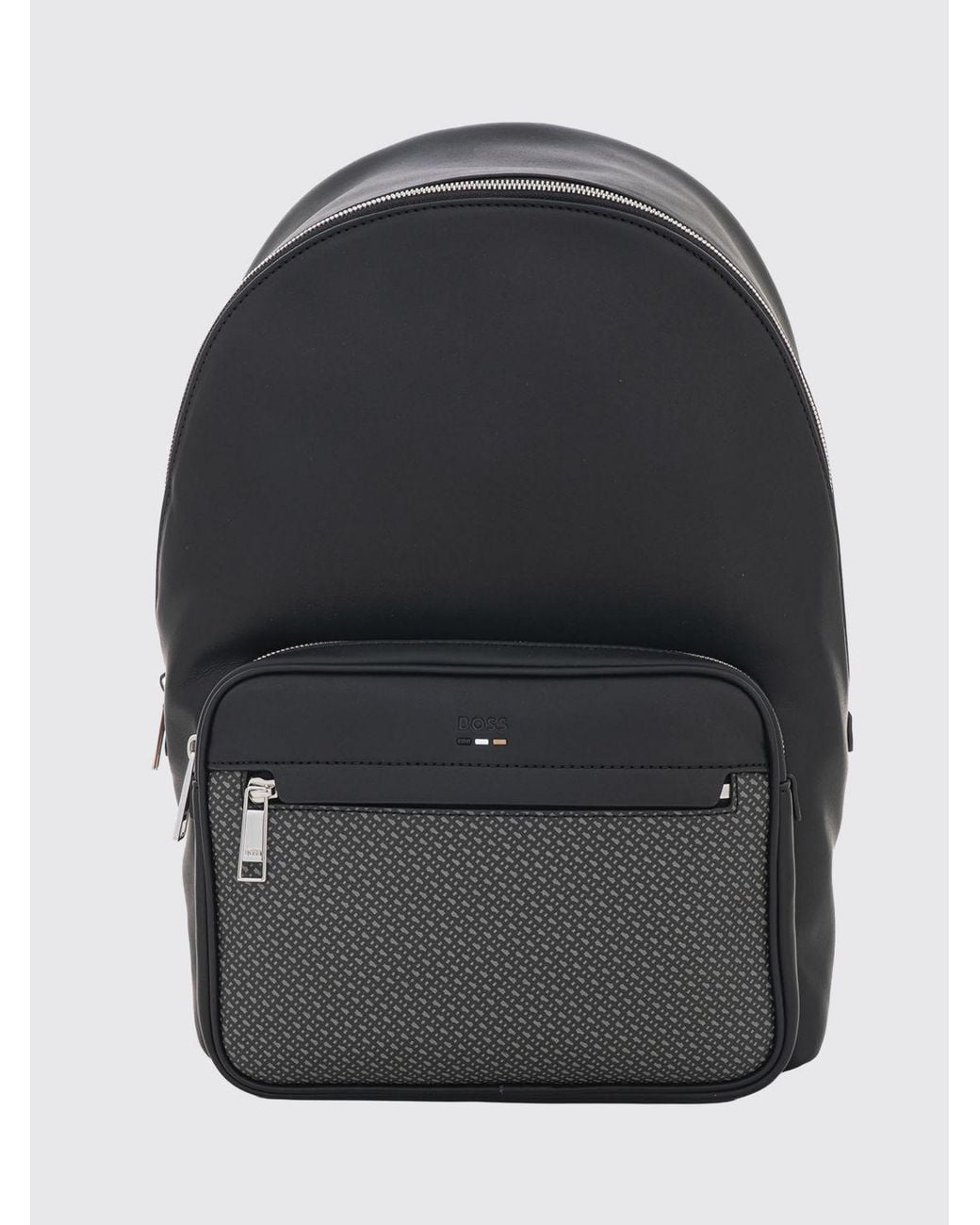 Boss Black Faux-Leather Backpack With Emed Logo And Front Zip Pocket for men