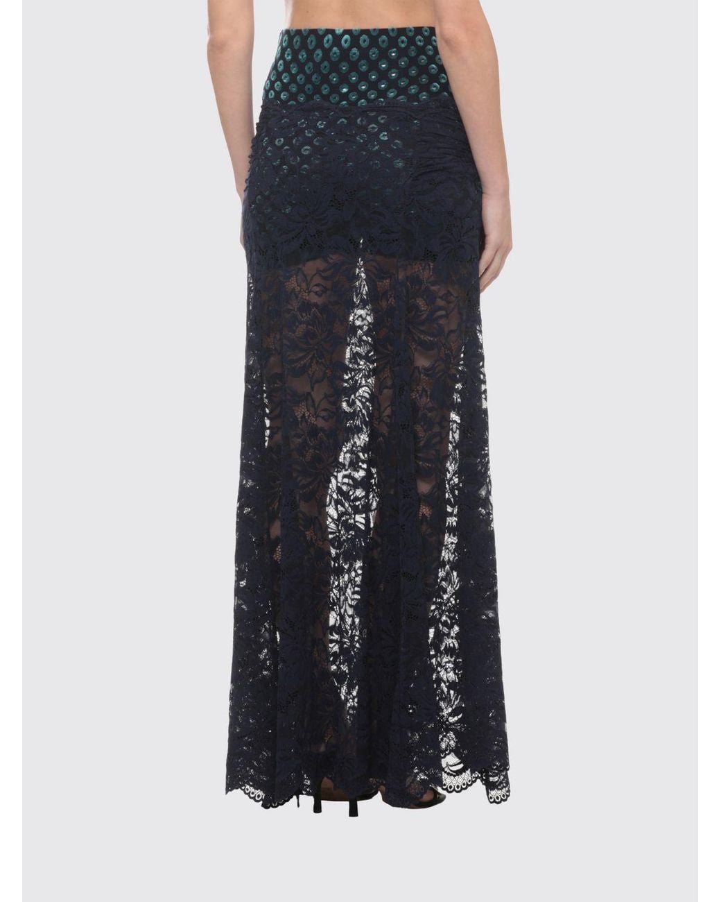 Rabanne Blue High-Waisted Long Pencil Skirt