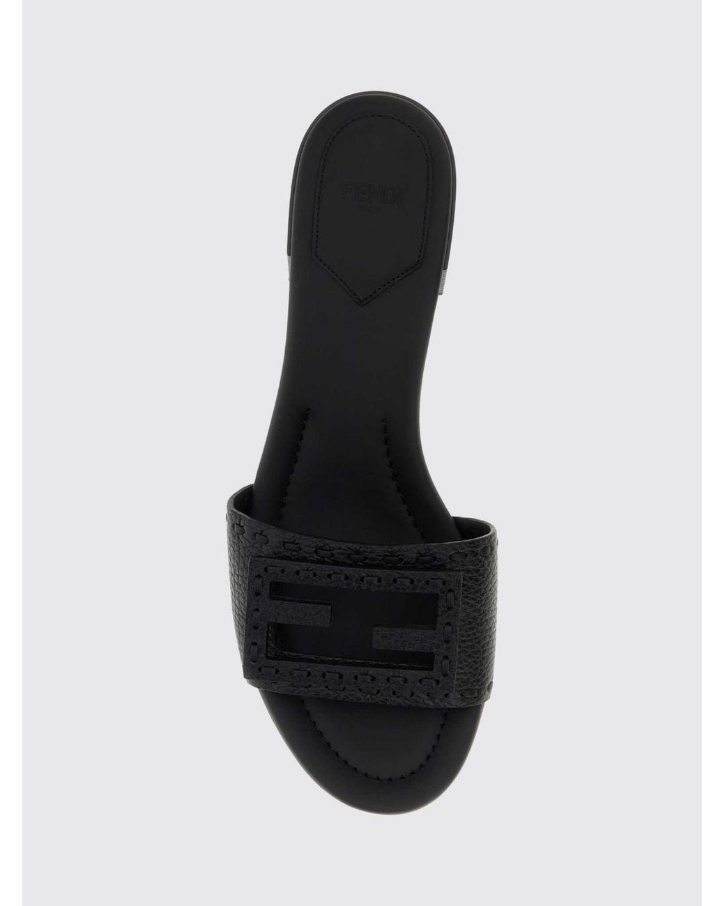 Fendi White Baguette Mid-Heeled Calfskin Mules With Ff Monogram