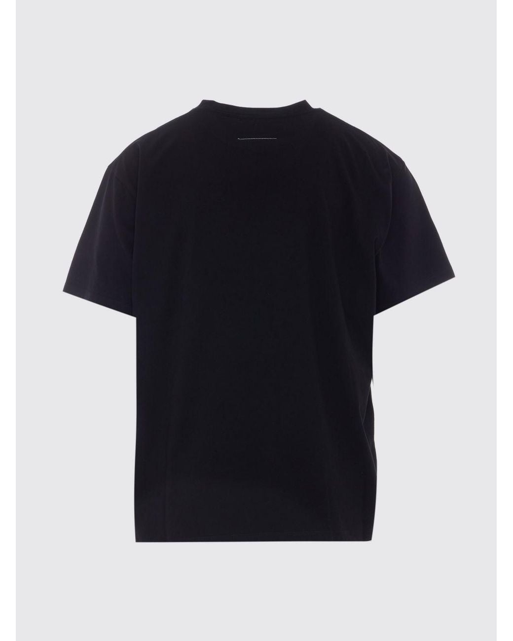MM6 by Maison Margiela Black Cotton Crewneck T-Shirt With Dropped Shoulders for men