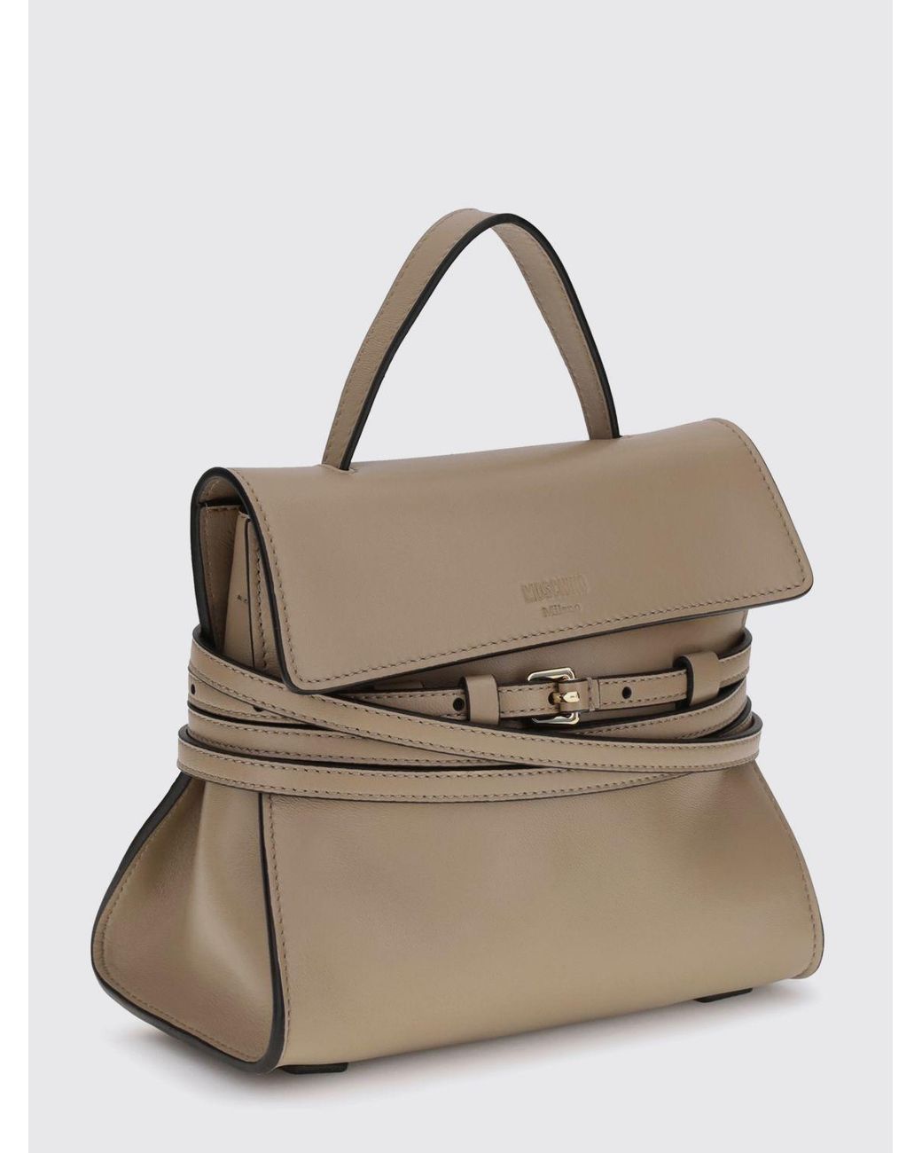 Moschino Couture Natural Tie Me Leather Mini Handbag With Shoulder Strap