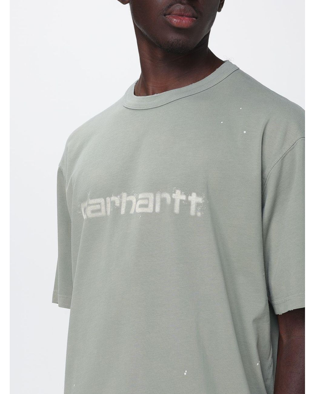 Carhartt Gray Printed Logo Organic Cotton Crewneck T-Shirt for men