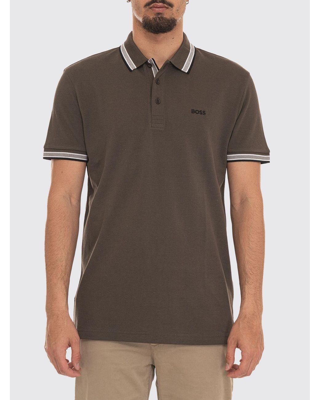 Boss Gray Basic Cotton Polo Shirt for men