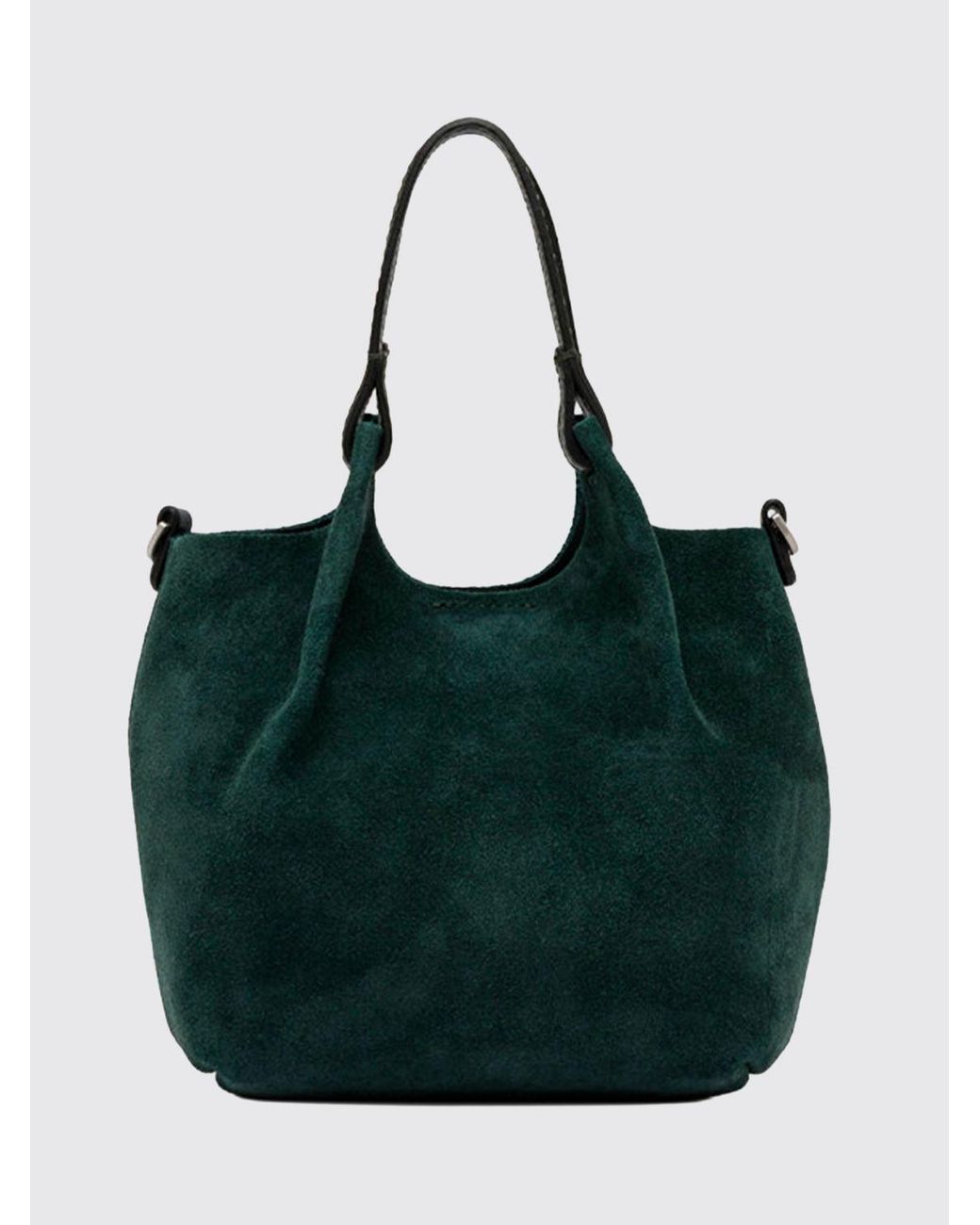 Gianni Chiarini Green Large Duo Suede Shoulder Bag With Crossbody Strap