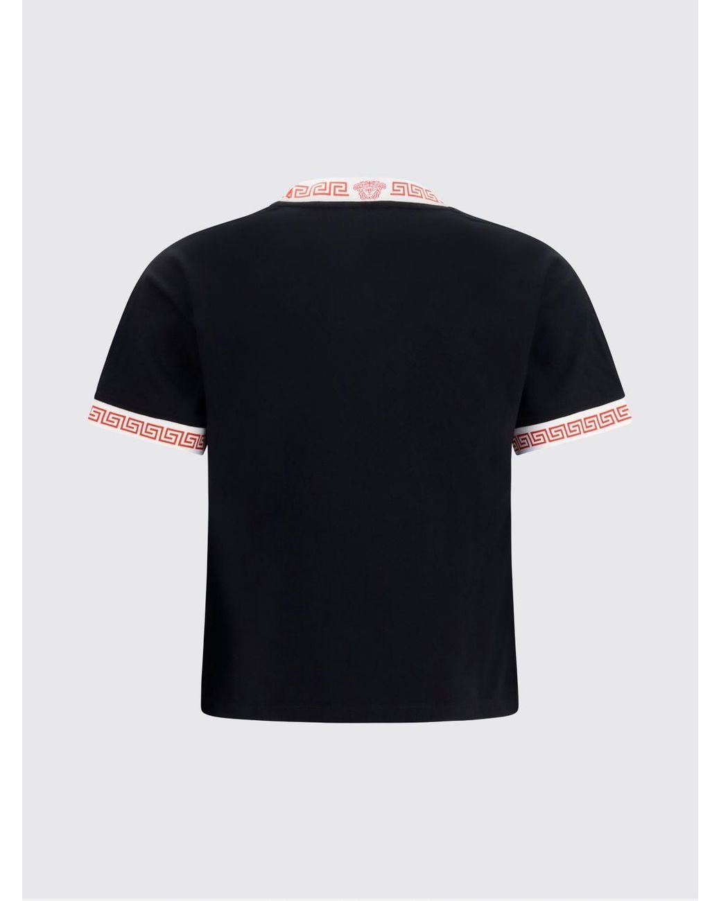 Versace Black Greca Print Crew-Neck Cotton T-Shirt