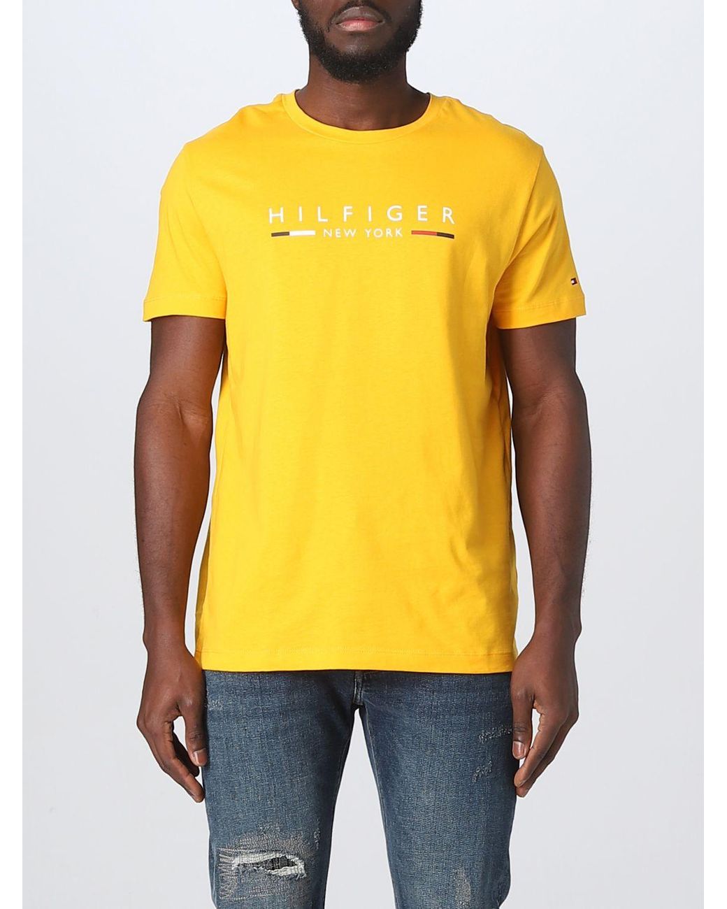 Tommy Hilfiger T-shirt in Yellow for Men | Lyst Canada