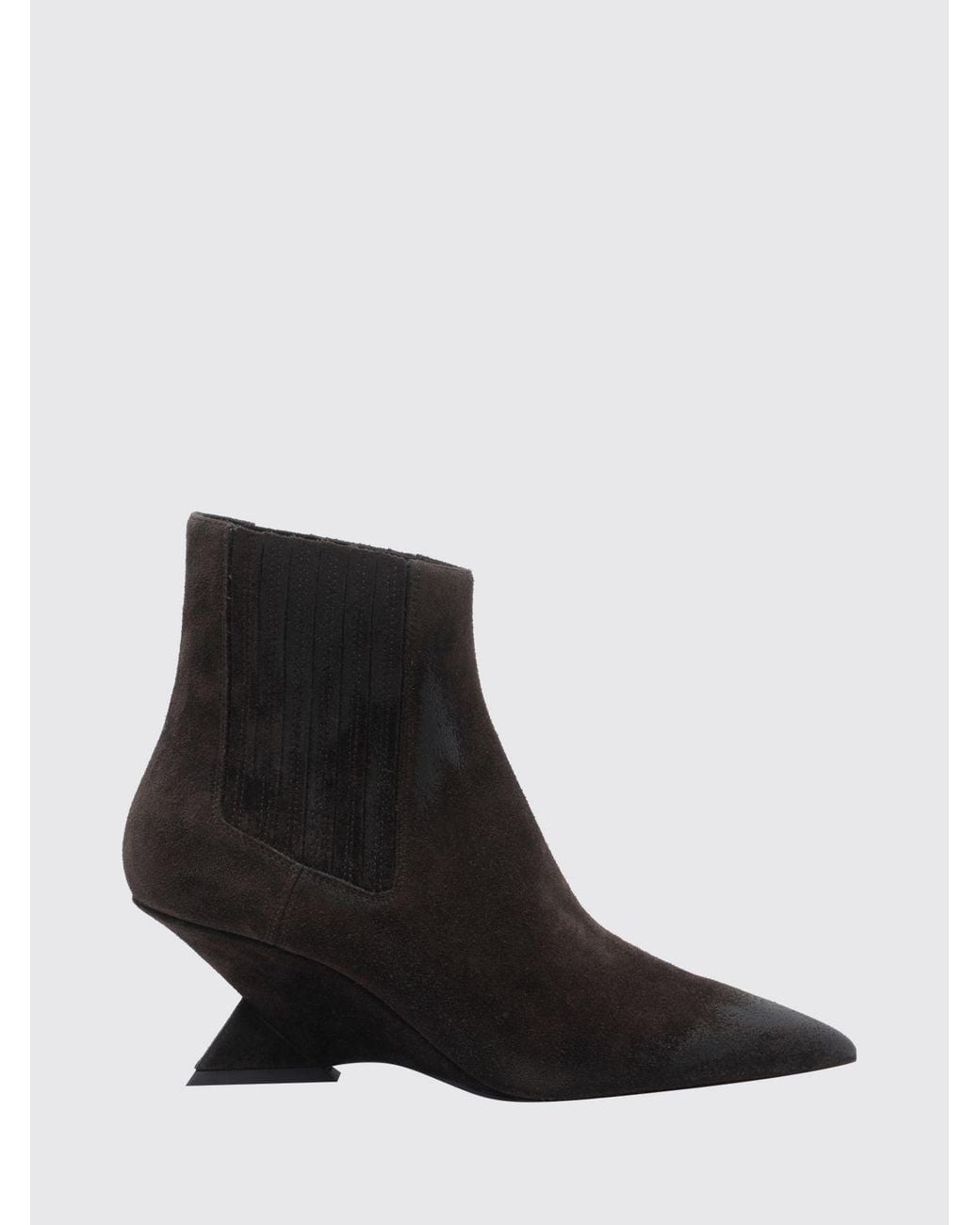 The Attico Black Cheope Suede Chelsea Boots With Wedge Heel