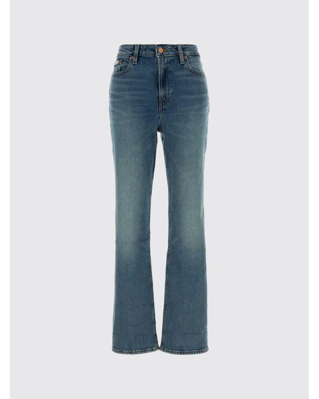 Calvin Klein Blue Mid-Rise Flared Stretch Jeans