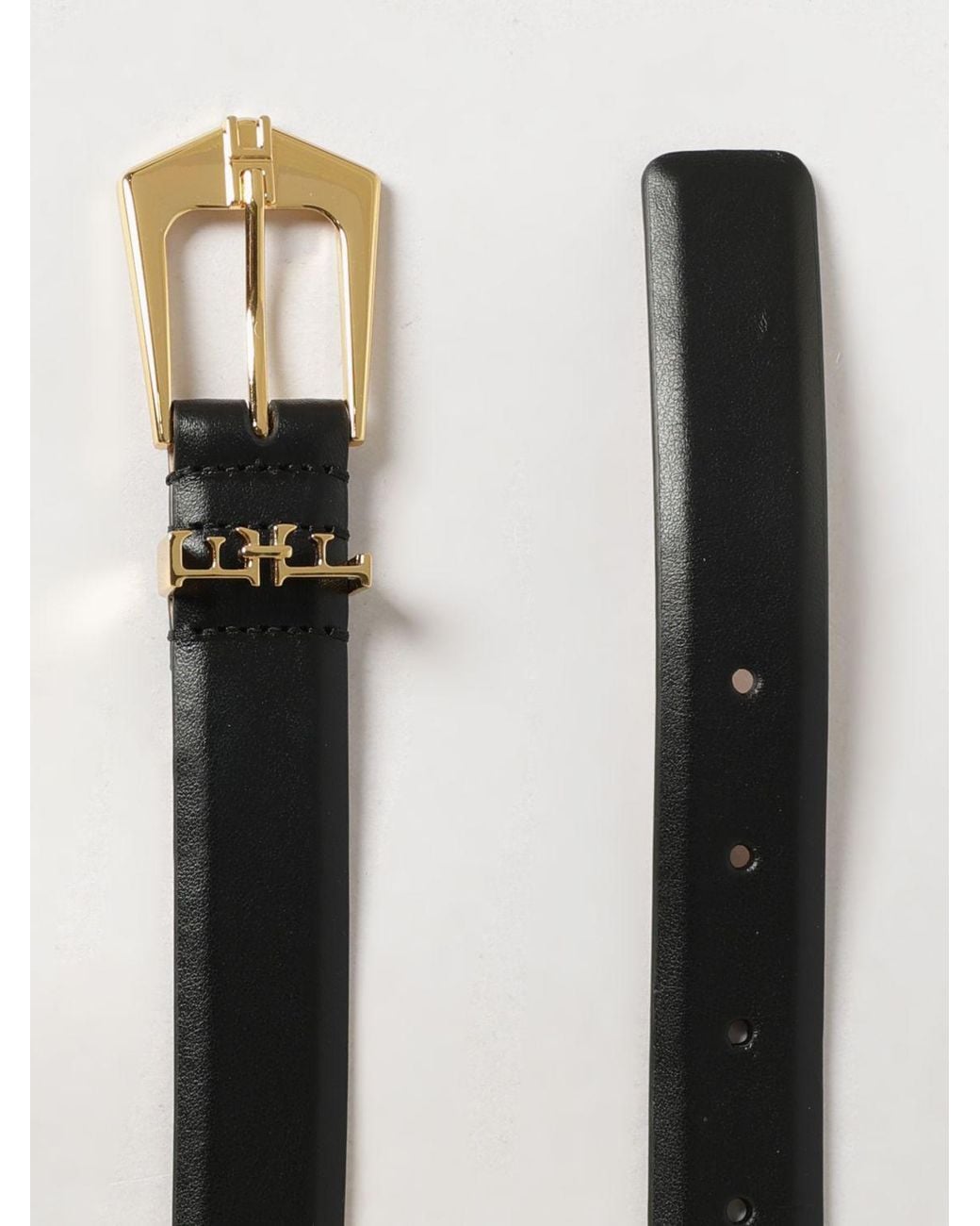 Elisabetta Franchi Gray Adjustable Leather Belt With Metallic Logo Buckle