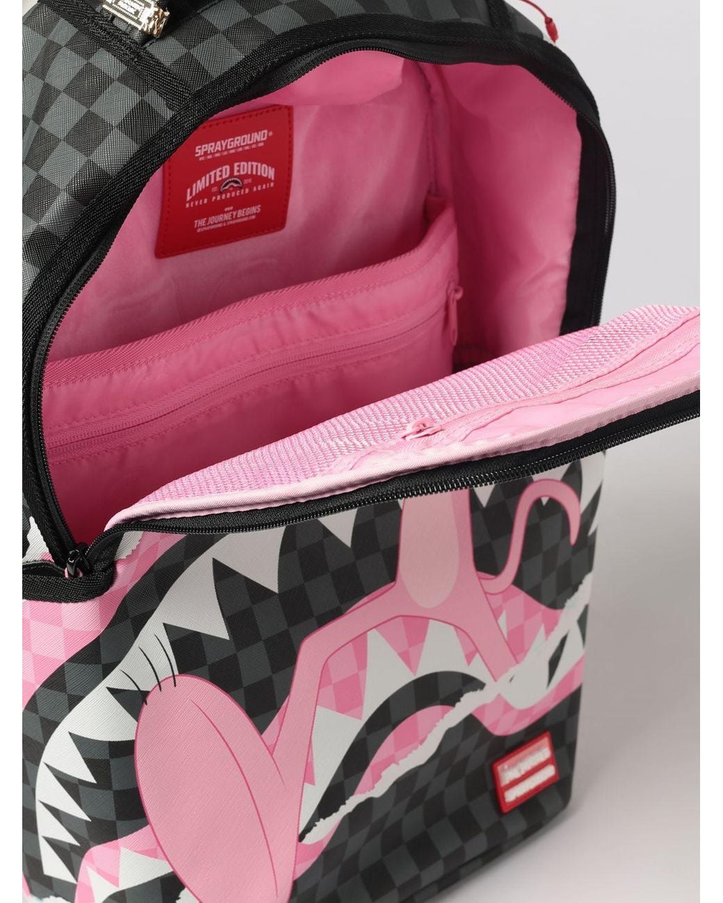 Sprayground Gray Panther On The Run Check Print Backpack for men