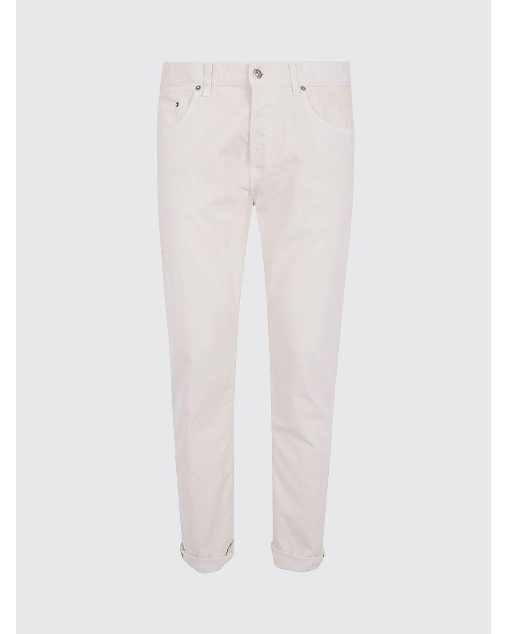 Dondup Pink Mid-Rise Slim Fit Corduroy Trousers With Turn-Up Cuffs for men