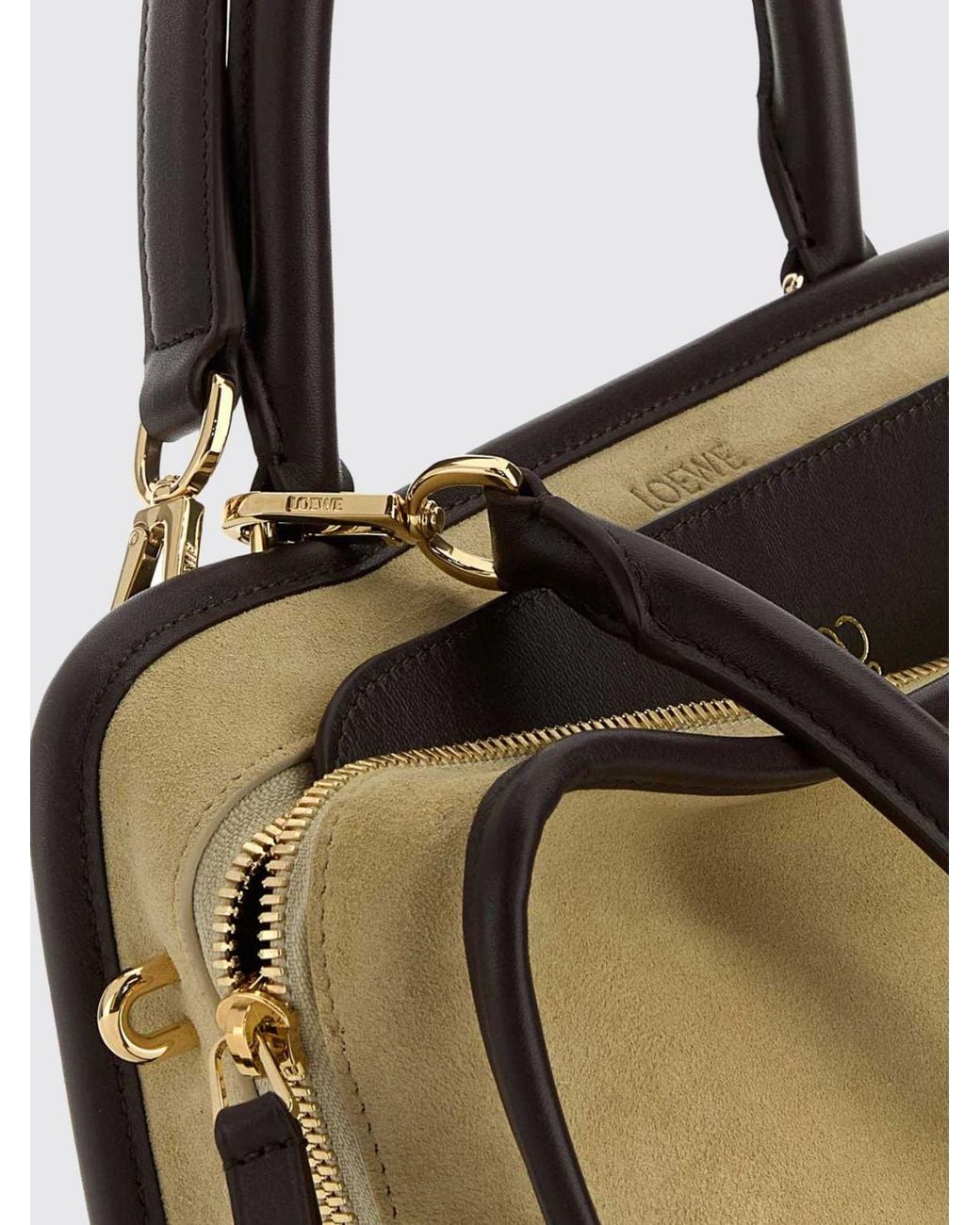 Loewe Metallic Amazona 180 Small Suede Handbag With Monogram Logo