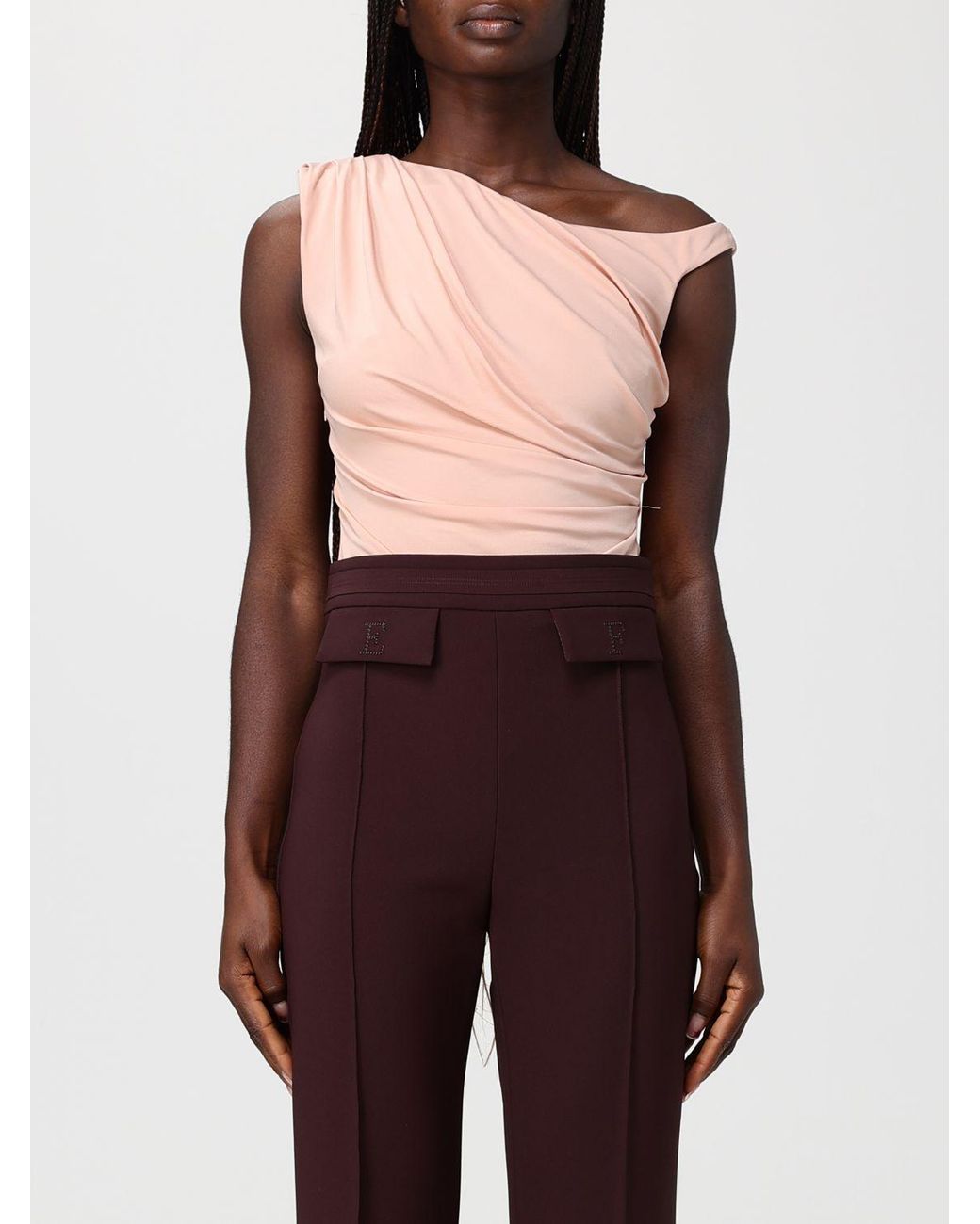 Elisabetta Franchi Red Draped Bodysuit