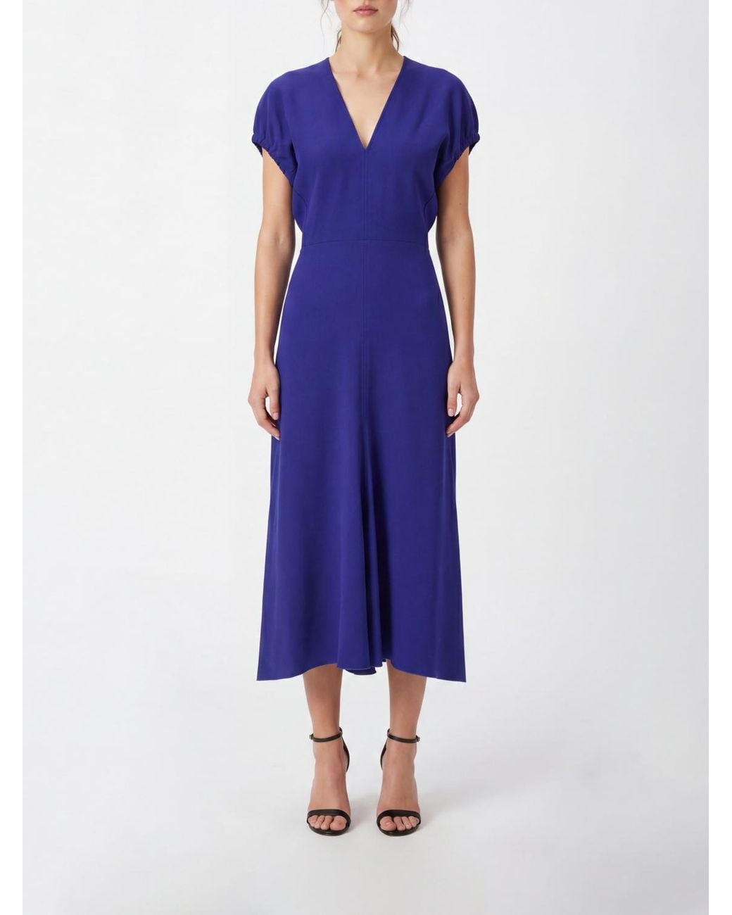 Victoria Beckham Blue Cady Midi Dress