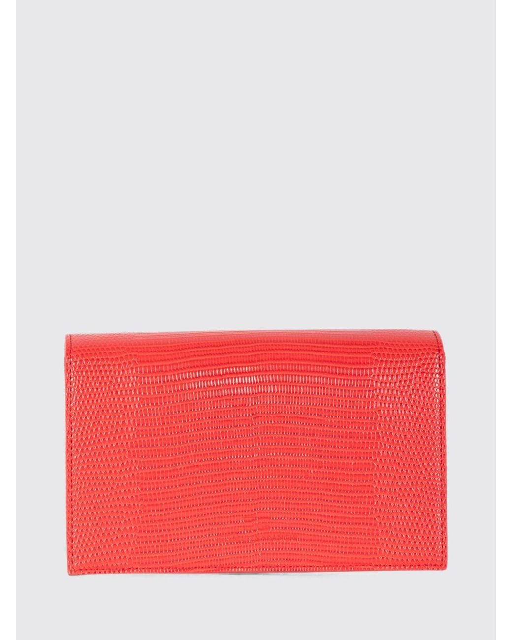 Elisabetta Franchi Red Lizard-Print Mini Handbag With Removable Shoulder Strap