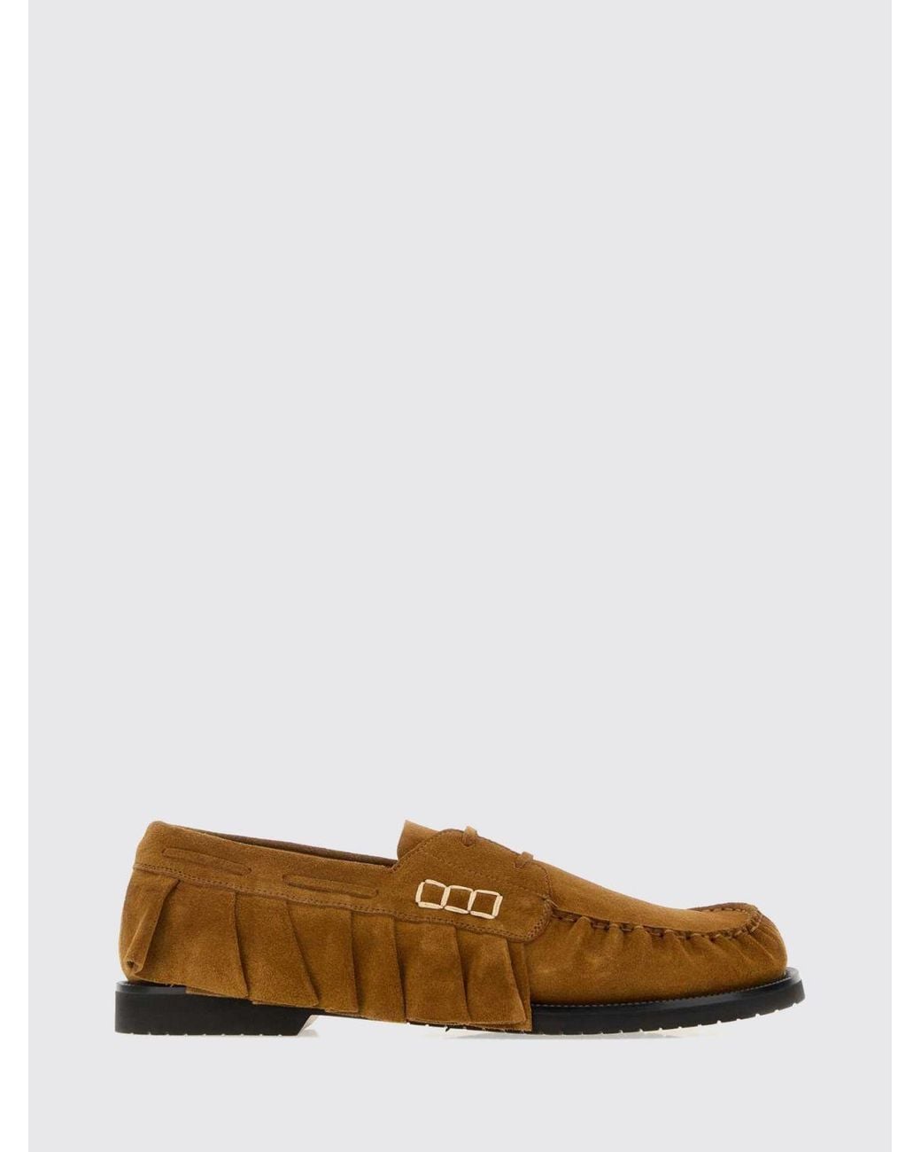 J.W. Anderson Brown Suede Boat Shoes With Ruched Detailing for men