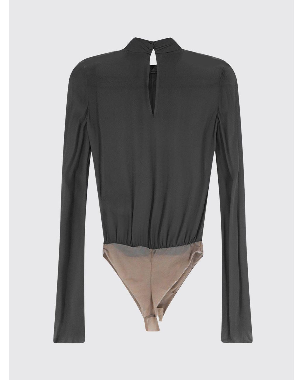 Elisabetta Franchi Black Long-Sleeved Georgette Blouse With Jewel Neck