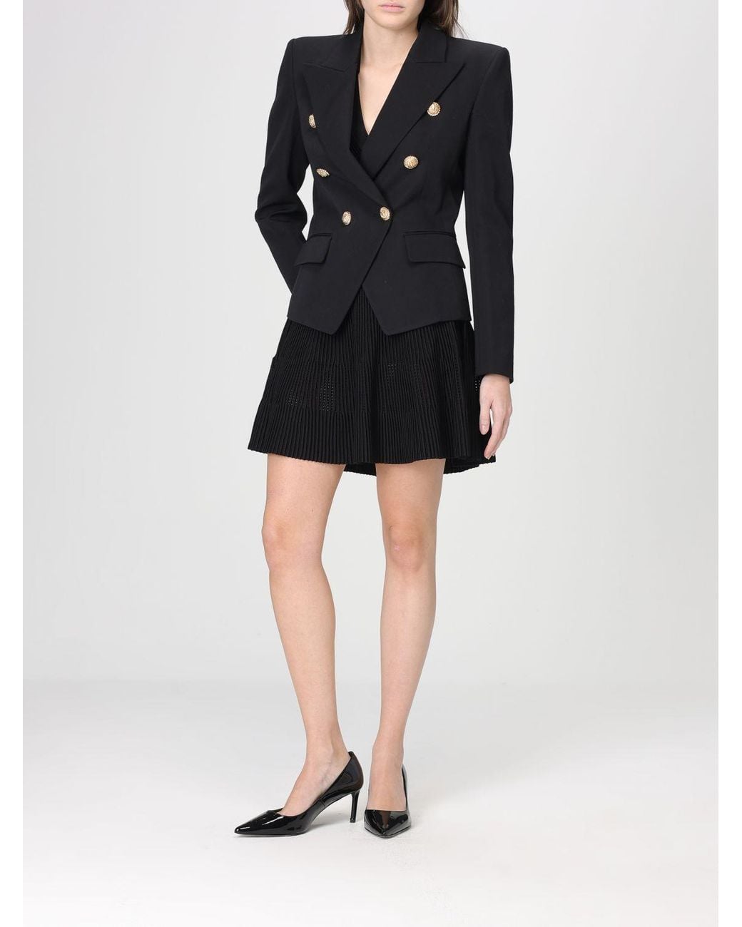 Balmain Black Double-Breasted Wool Blazer