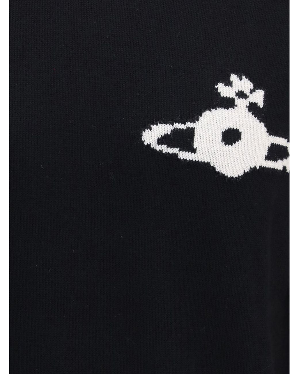 Vivienne Westwood Blue Pure Wool Turtleneck Jumper With Orb Logo Embroidered On The Chest for men