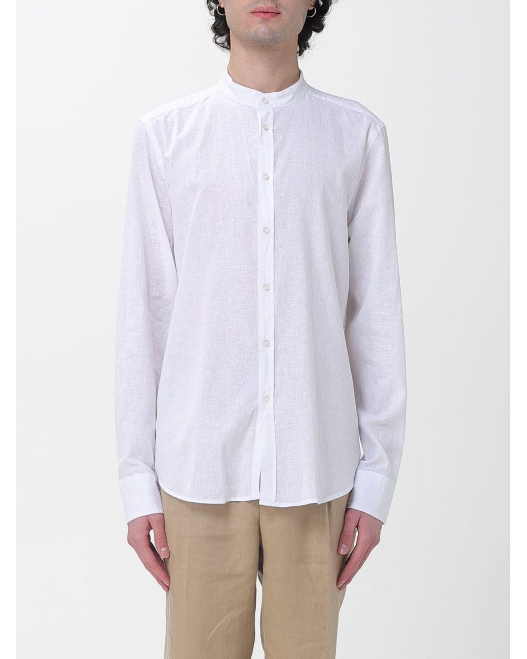 Manuel Ritz White Linen And Cotton Casual Shirt for men