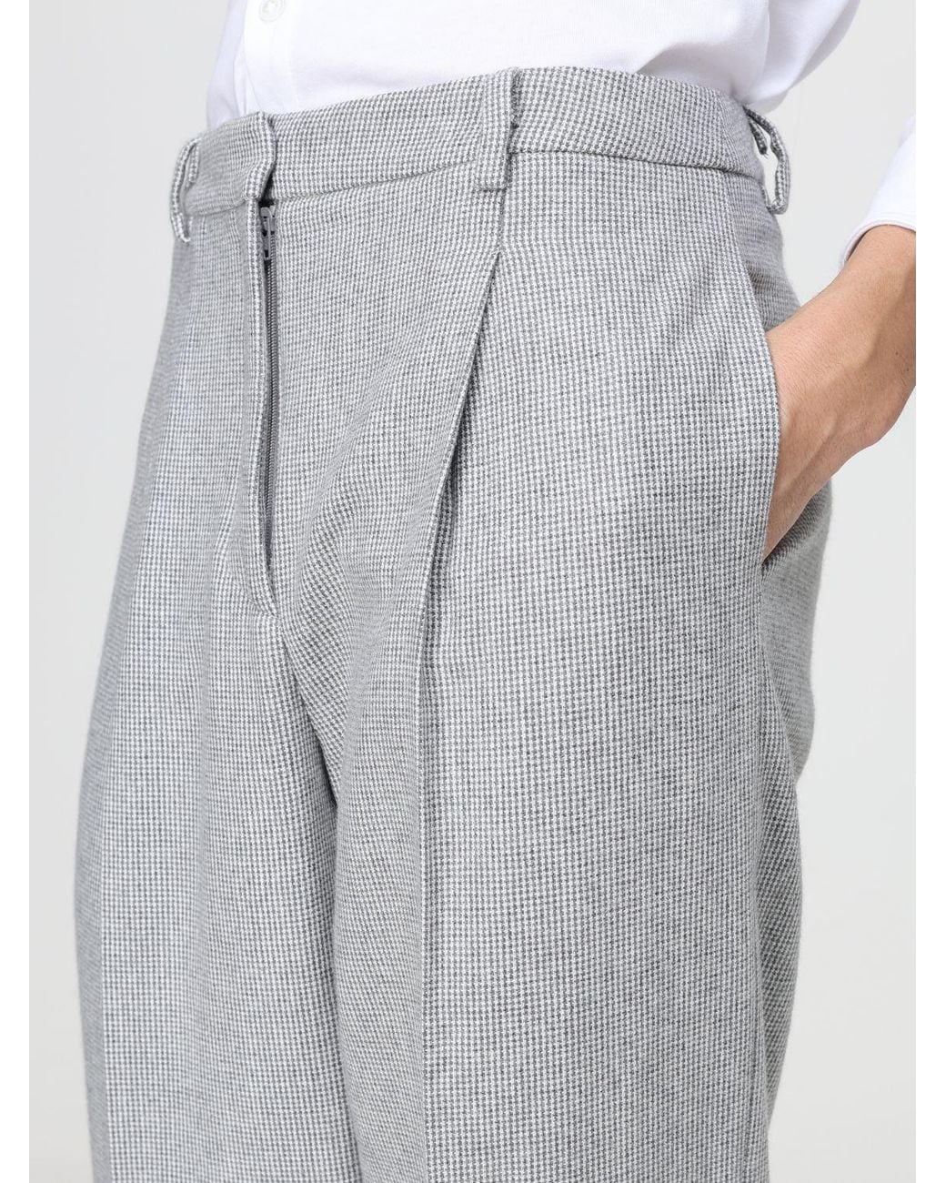 Liviana Conti Gray Slim Fit Straight-Leg Wool And Cashmere Blend Trousers High-Waisted