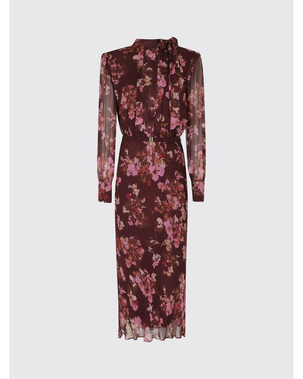 Nissa Red Floral Print Midi Sheath Dress