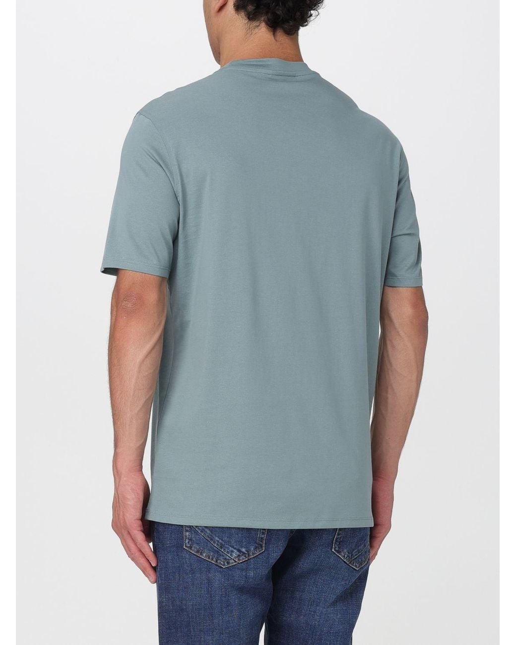 Emporio Armani Blue Basic Cotton T-Shirt With Eagle for men