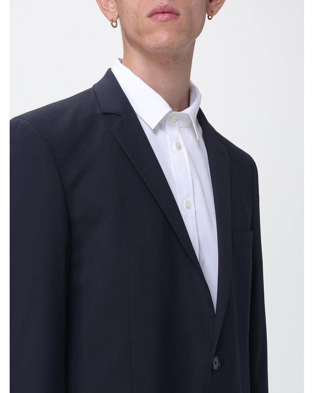 Karl Lagerfeld Blue Single-Breasted Virgin Wool Blazer With Classic Lapels for men