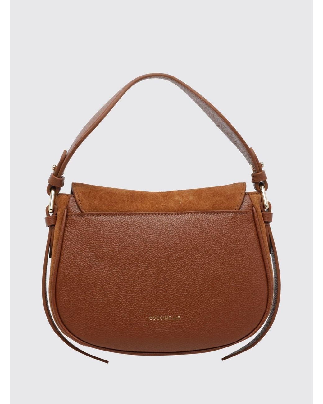 Coccinelle Brown Mavery Mini Grained Leather Shoulder Bag With Strap