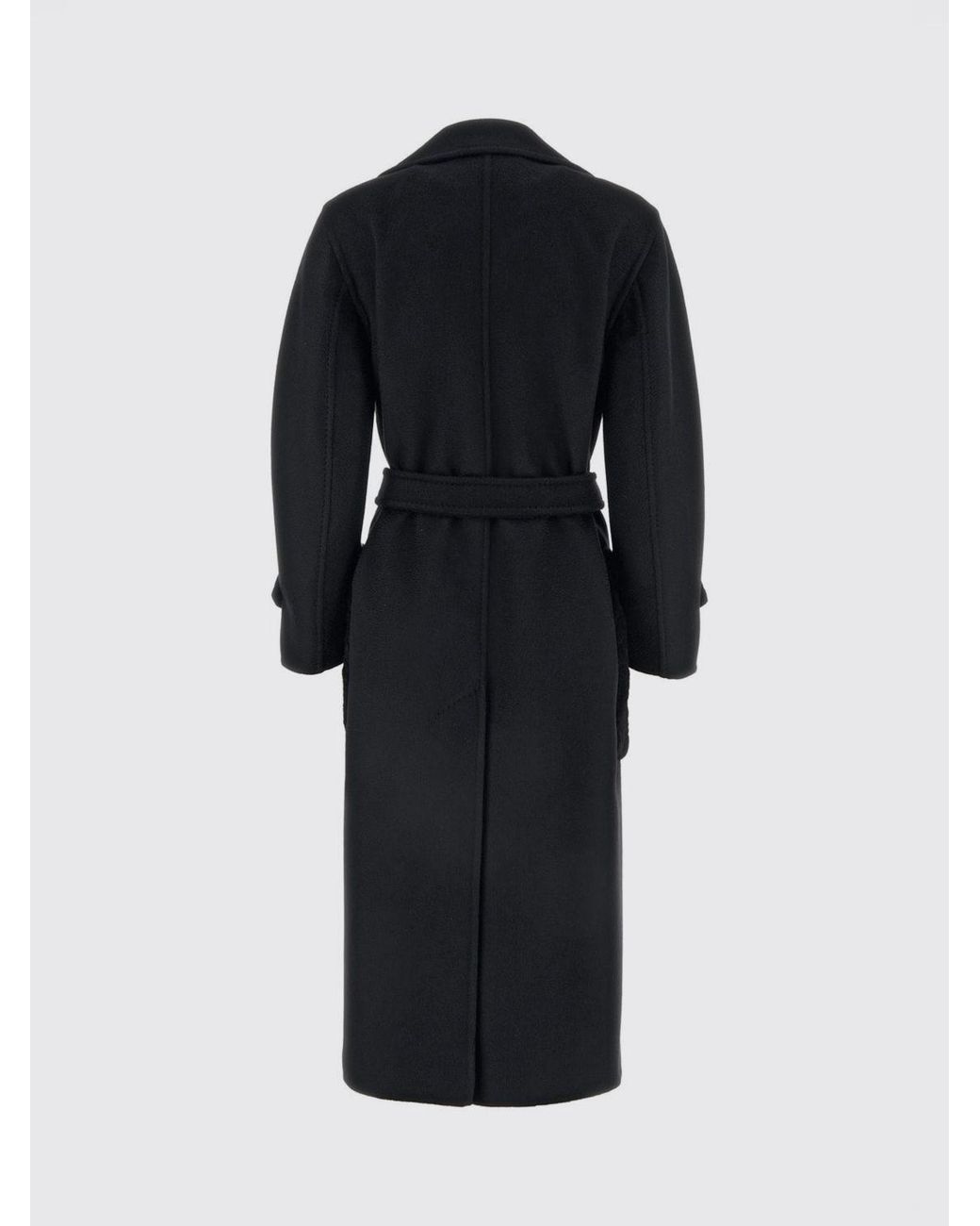 Max Mara Black Long Belted Robe Coat