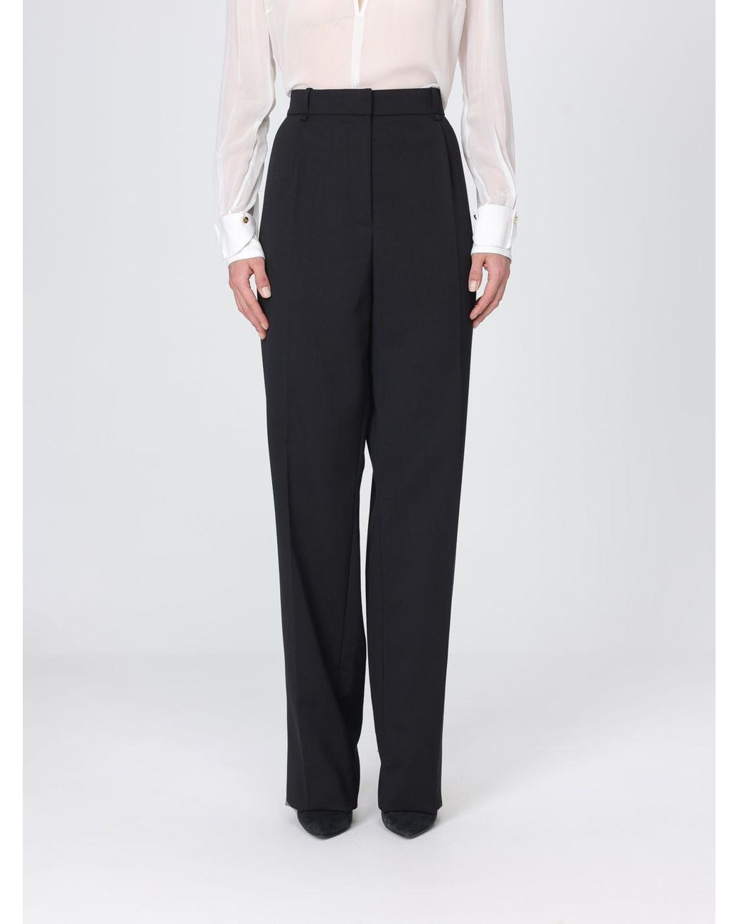 Elisabetta Franchi Blue High-Waisted Straight-Leg Trousers