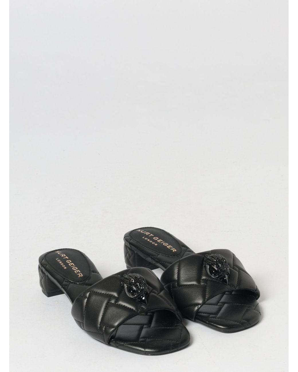 Kurt Geiger Black Kensington Quilted Leather Mules