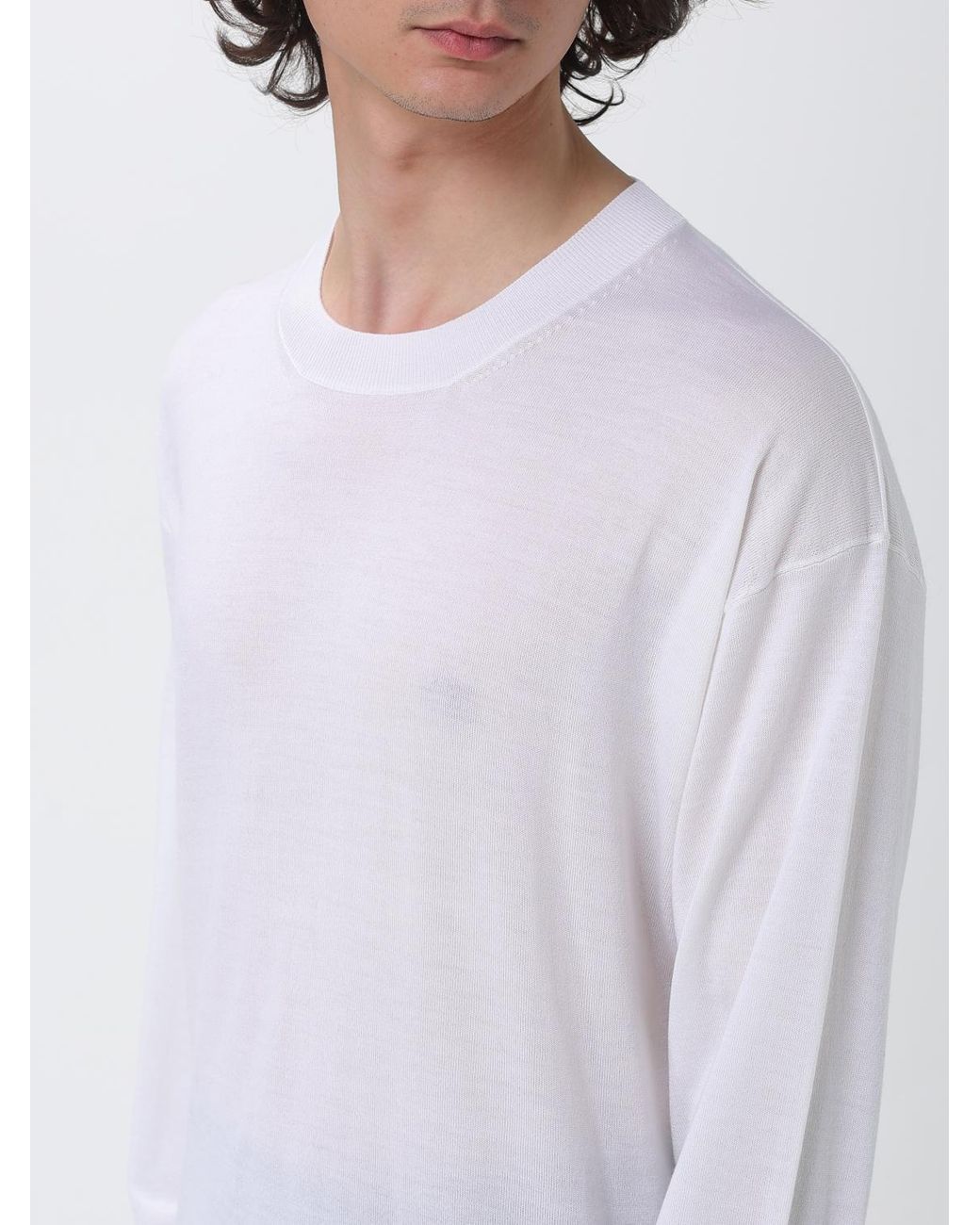 AMI White Cotton Crewneck Pullover for men