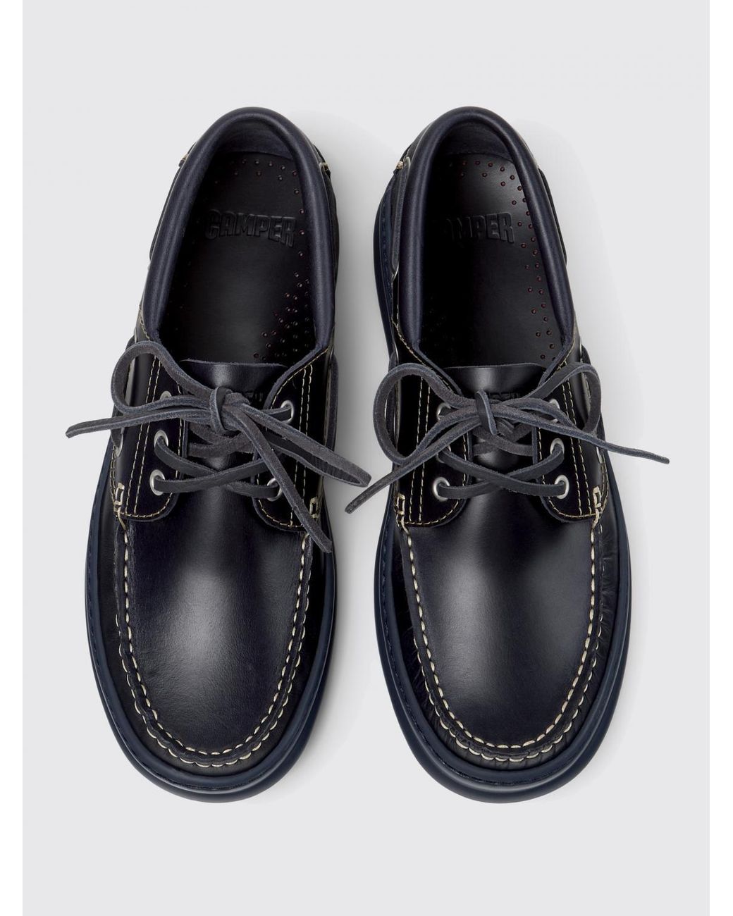 Camper White Runner Boat Loafers for men