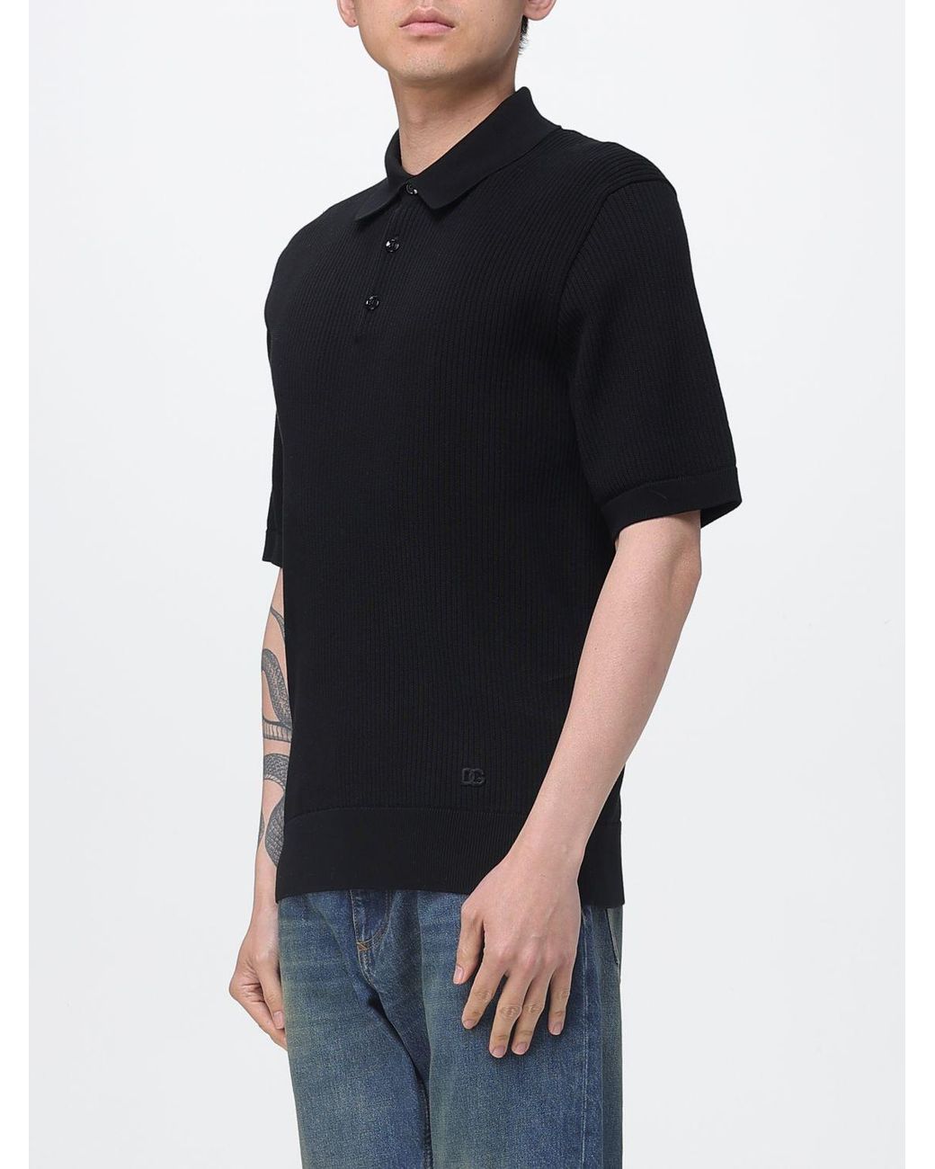 Dolce & Gabbana Black Dolce &Amp Gabbana Cotton Knit Polo Shirt for men