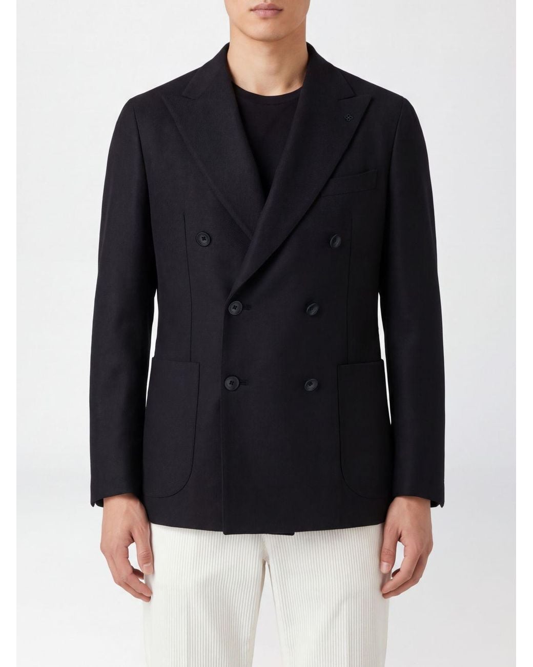Tagliatore Black Double-Breasted Wool And Cashmere Blazer With Peak Lapels for men