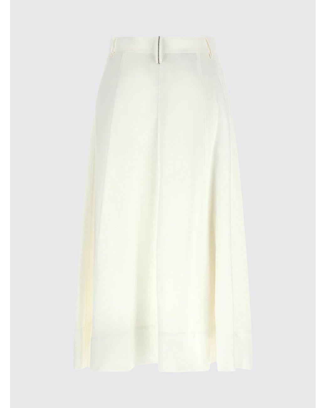 Brunello Cucinelli White Long Linen Blend Skirt