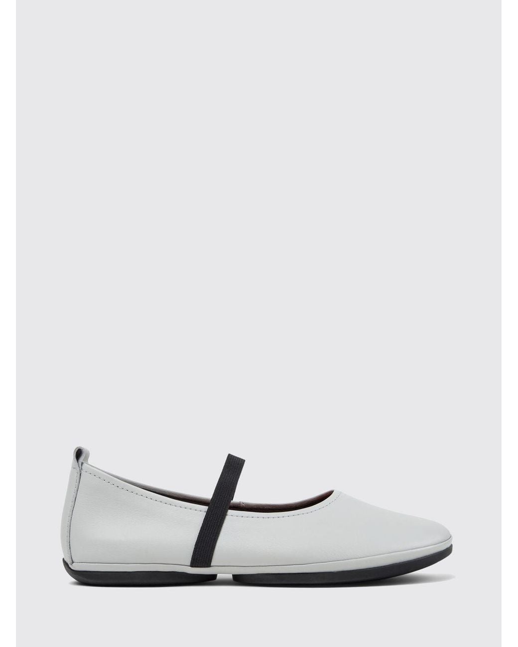 Camper White Right Nina Calfskin Mary Janes With Elasticated Inserts And Round Toe
