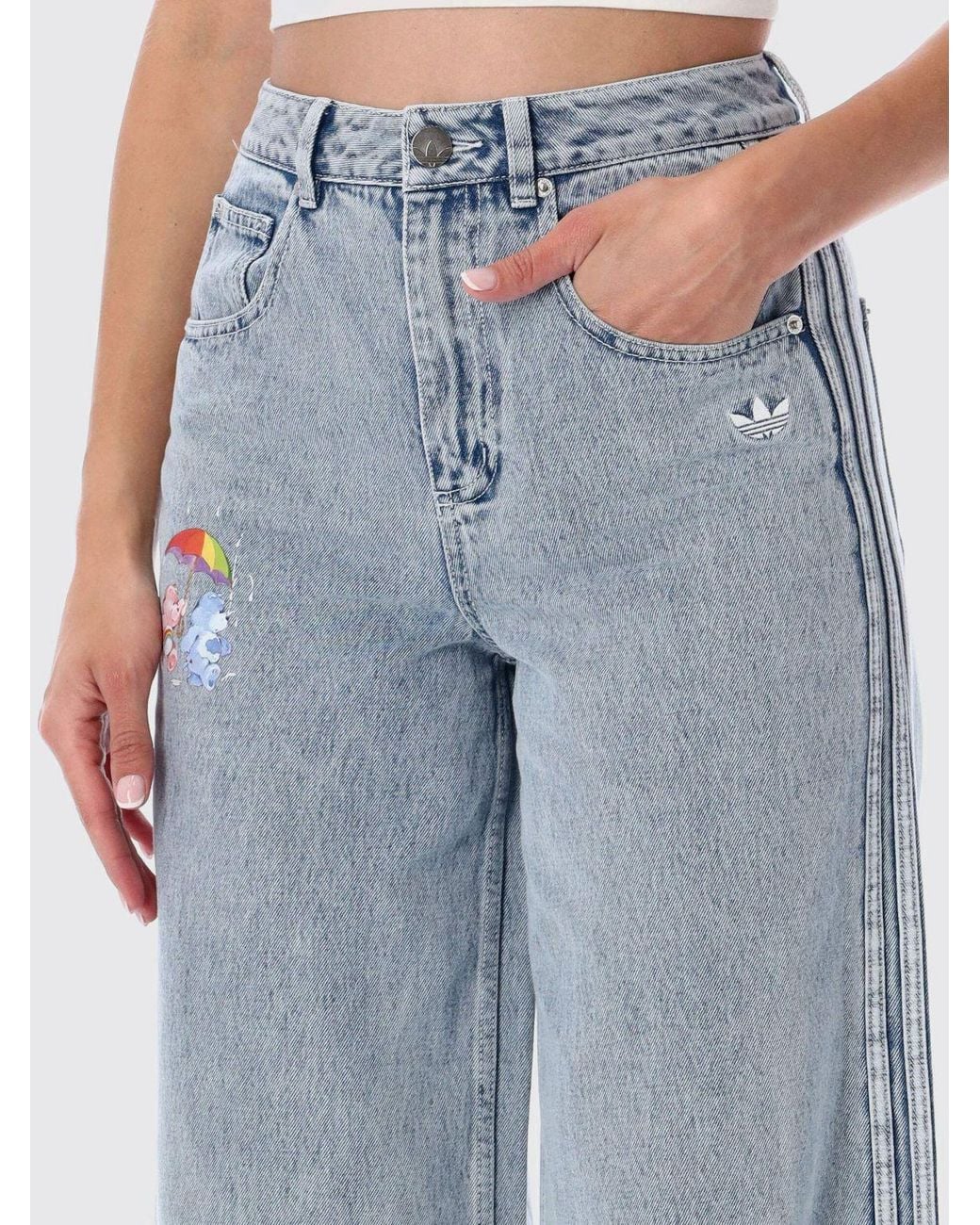 Adidas Originals Blue High-Waisted Wide-Leg Jeans