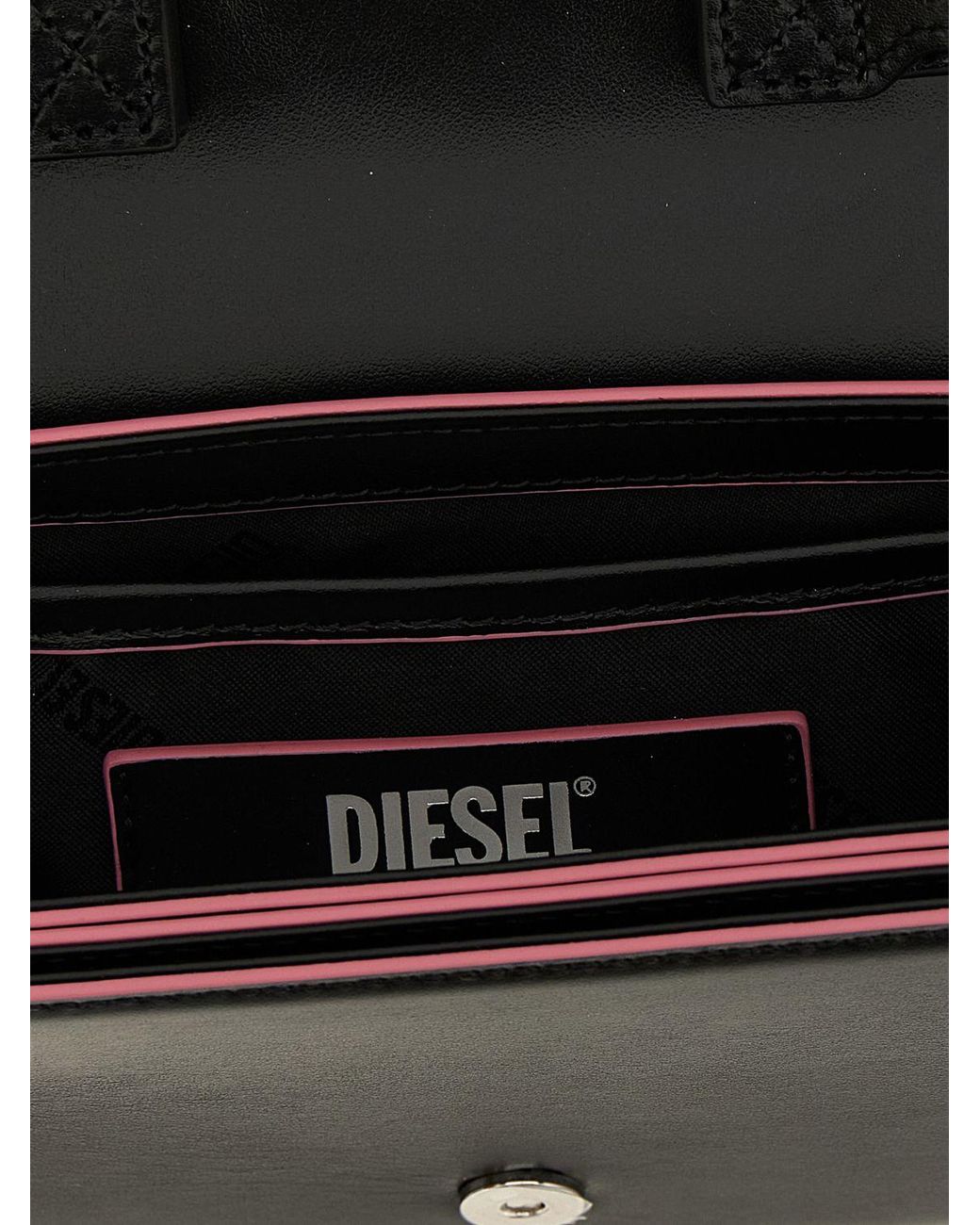 DIESEL Black 1Dr Patterned Nappa Leather Shoulder Bag With Oval D Logo