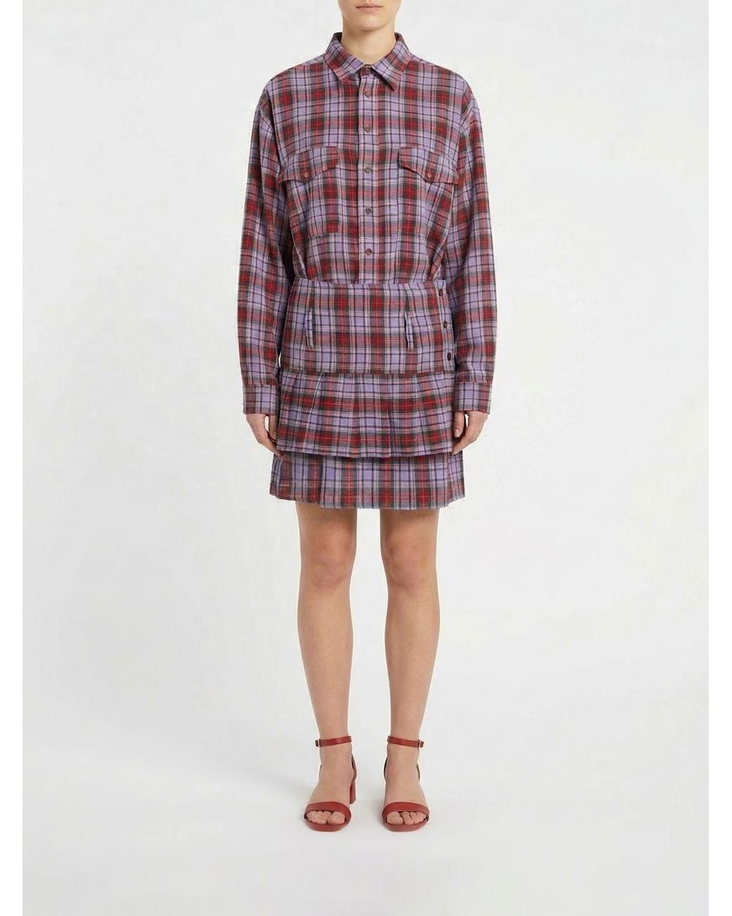 Vivienne Westwood Purple Linen Check Pattern Mini Dress