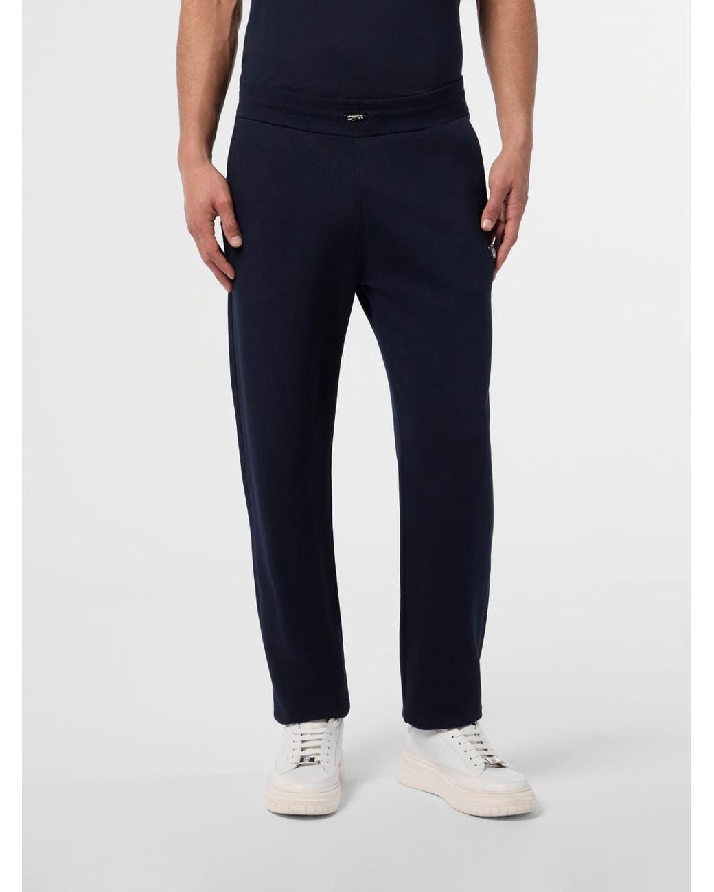 Billionaire Blue Cotton Jogging Trousers With Drawstring Waist And Slant Pockets for men