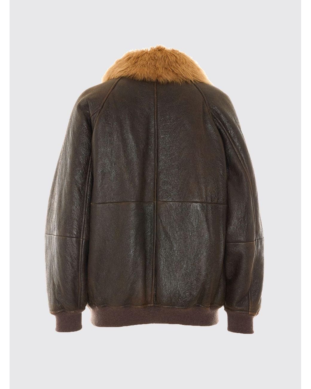 Brunello Cucinelli Black Cropped Lambskin Bomber Jacket With Fur Collar