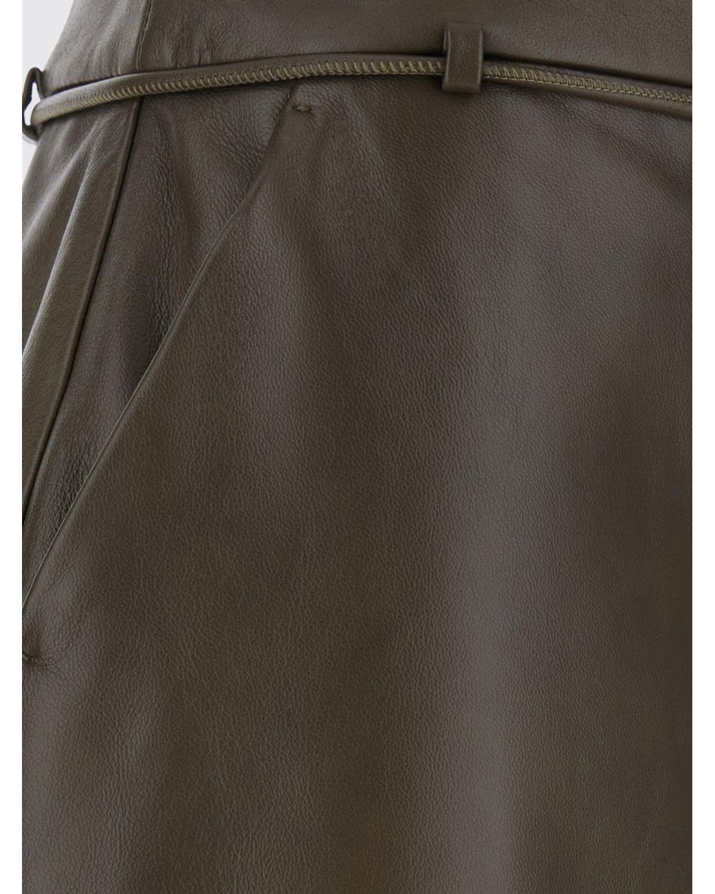 Max Mara Green Lambskin Midi Pencil Skirt With High-Waist Belt