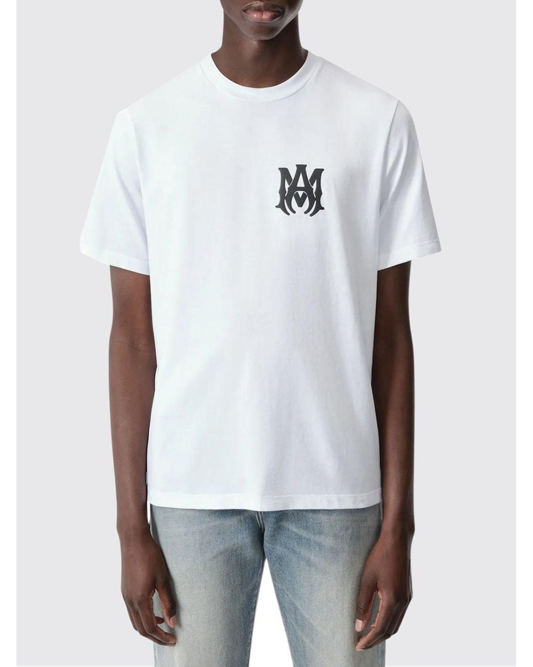Amiri White Cotton T-Shirt With Logo Print for men