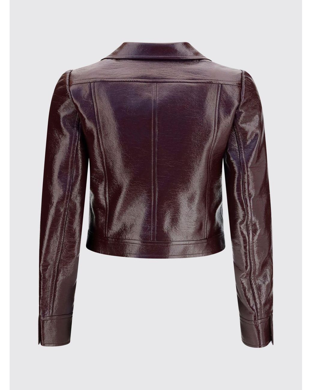 Courreges Red Courr&Egrave	Ges Cropped Slim Fit College-Style Leather-Effect Jacket With Contrast Logo