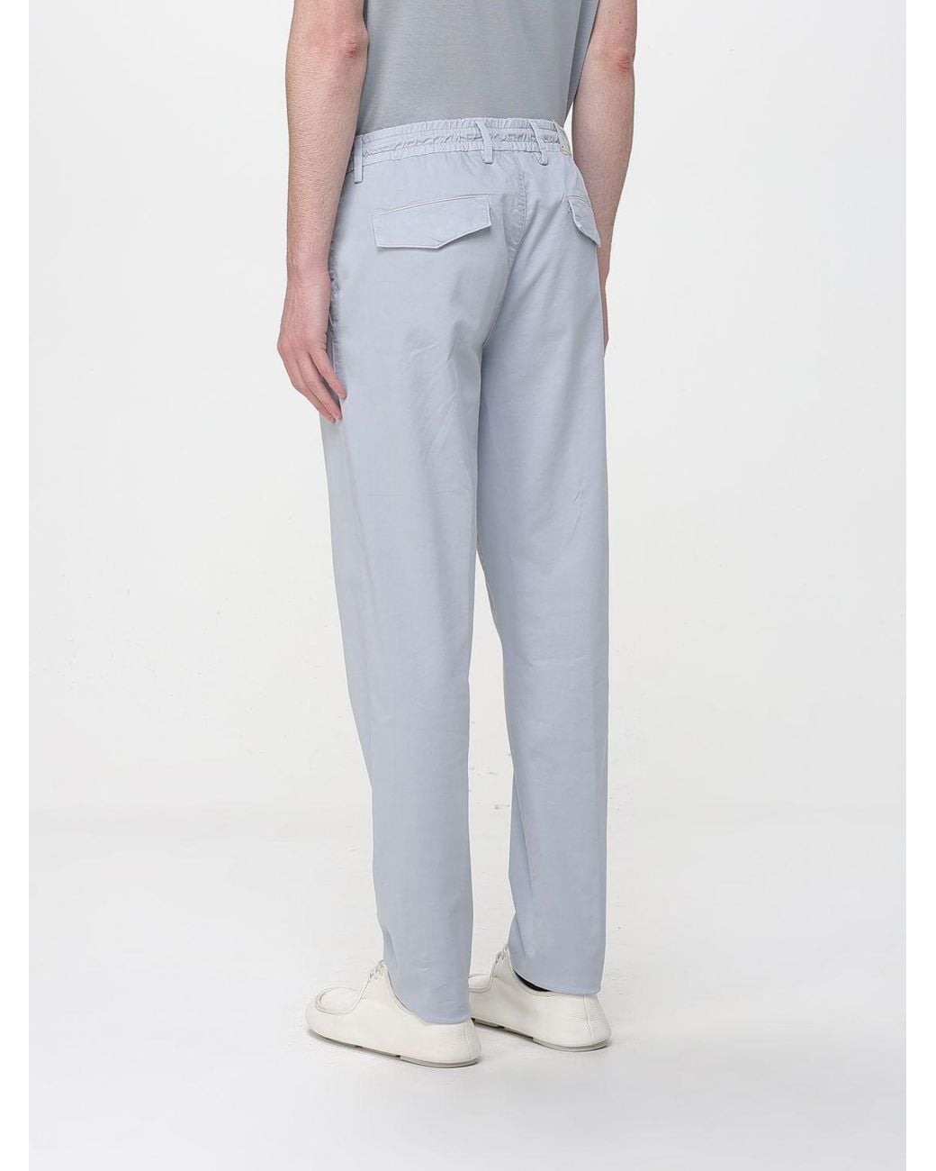Eleventy Blue Slim Fit Cotton Blend Trousers for men